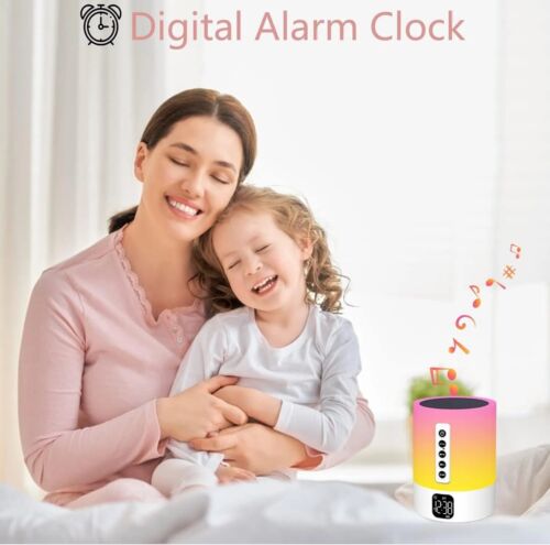 White Noise Bluetooth Speaker, Alarm Clock Bluetooth Speaker,Bedside Night Light - Picture 2 of 7