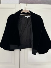 Black Velvet Cropped Formal Jacket - Size 10