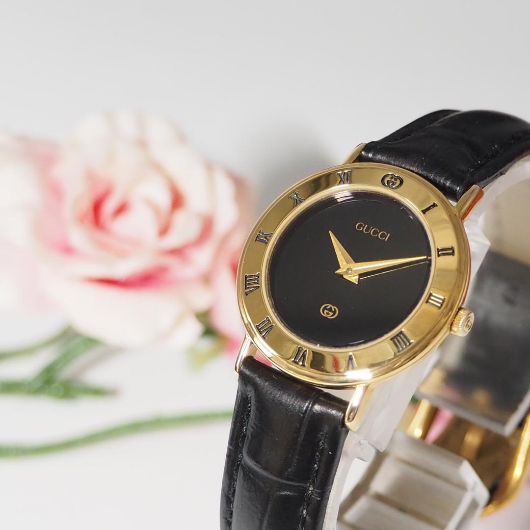 Gucci Ladies Gold Roman Leather Strap Quartz Watch, Cleaned Gucci Ladies Gold Roman Leather Strap Quartz Watch, Cleaned