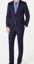  600 Tommy Hilfiger Men's Blue Modern-Fit Stretch 2-Piece Suit Jacket Pants 44S
