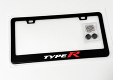 Reflective Type R Honda Black Metal License Plate Frame With Screws Caps Reflective Type R Honda Black Metal License Plate Frame With Screws Caps