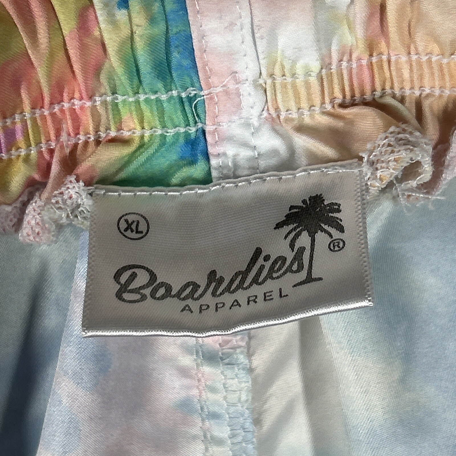 Boardies Mens XL Tie Dye Swim Trunks NWT Pastel Colors Pink Blue Yellow