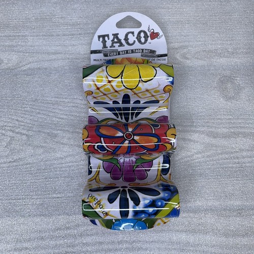 3x Prepara Multi Taco Holders Pottery Inspired Design Plastic Floral Pattern NEW - Picture 3 of 11