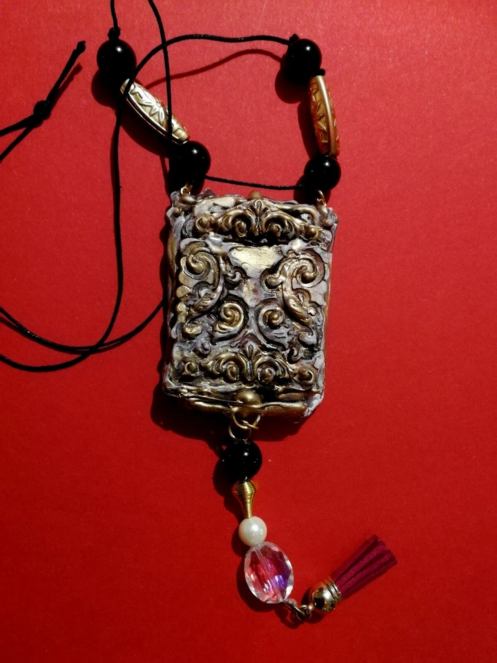 Collar Colgante Joyería Amuleto Asiático Talismán Oriental Antiguo Samurai Japonés Foto 2 de 4