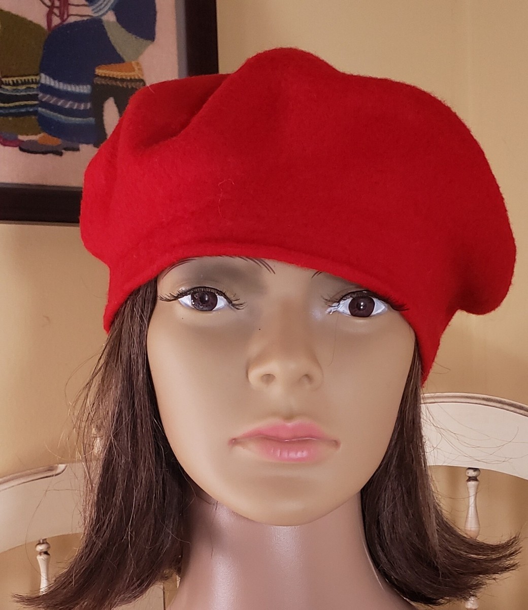 Red Beret Basque De Luxe 100% wool one size beautiful hat BERET BASQUE Unisex RED 100% Wool De Luxe HAT CAP One Size  main image 2