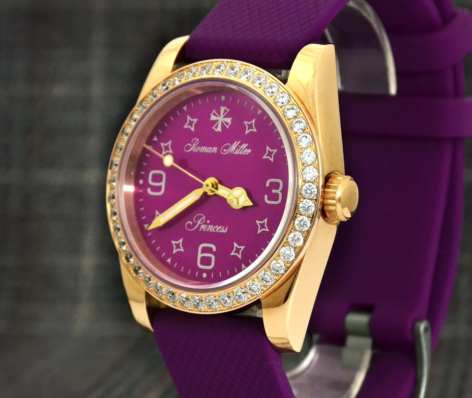 女士金色手表蓝宝石水晶精工机芯女士手表金色公主 — 第 4/4 张图片