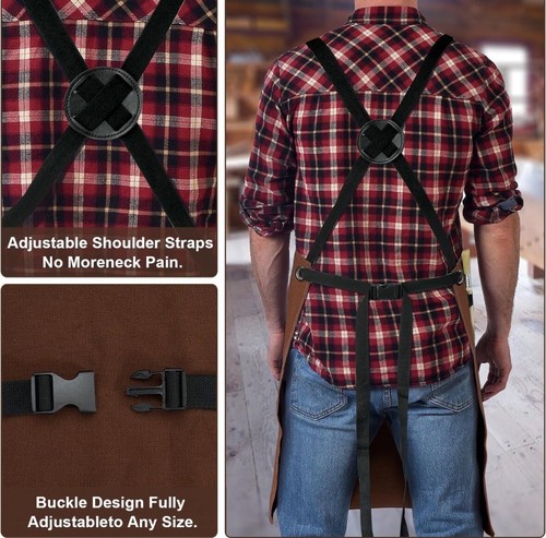 Aprons for Men, Woodworking Apron with Tool Pockets, Canvas Work Apron - Picture 4 of 8