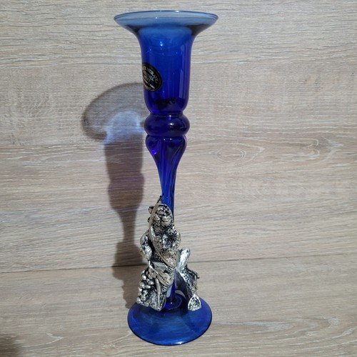 Arte Murano Kristall Mery Candle Stick Grape Vine Style Design Silver Plated VGC - Picture 5 of 19