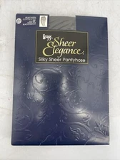 NEW Vintage Leggs Sheer Elegance Black Shadow Silky Sheer Toe Pantyhose Size EF