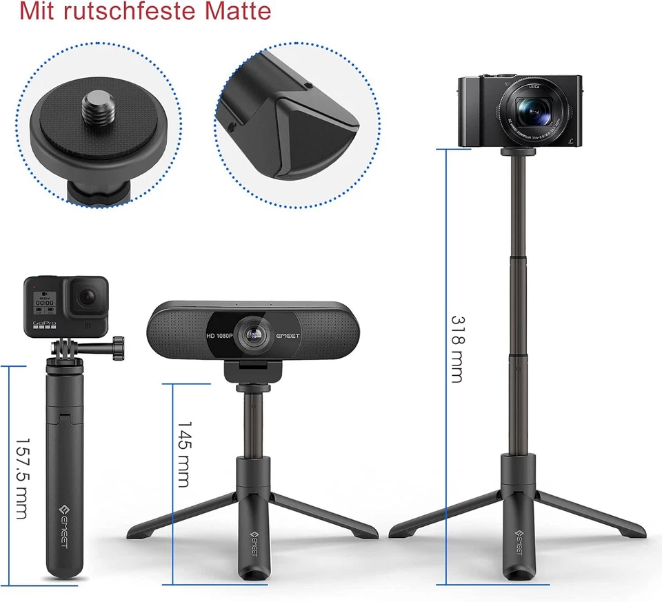 Stativ - TD303 Tripod für EMEET Webcam, Versenkbare Stative 14.5cm - Bild 2 von 4