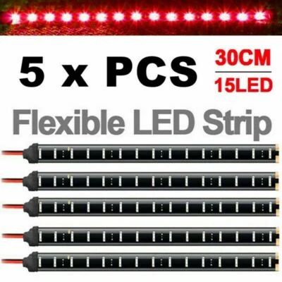 5 PCS 12V 12" 1FT 15SMD Flexible LED Strip Light Waterproof For Car Truck Boat - Image 1 of 4