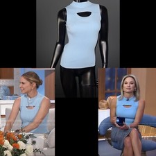 Rebecca Taylor Cutout Rib Knit Sweater Tank Top Blue NWT $245 As Seen On TV WoW