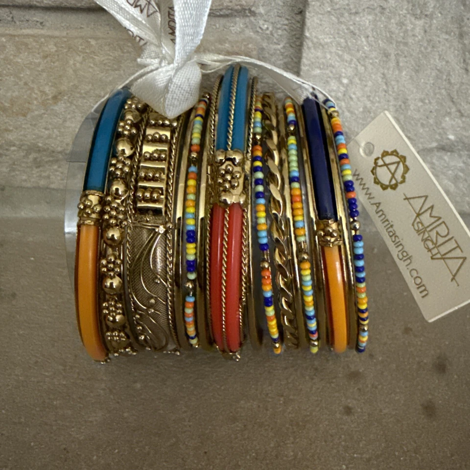 Amrita Singh Noho Multi Gold  Bangle Set Lot Size 8 NEW BBAS 834 - Image 2 of 3