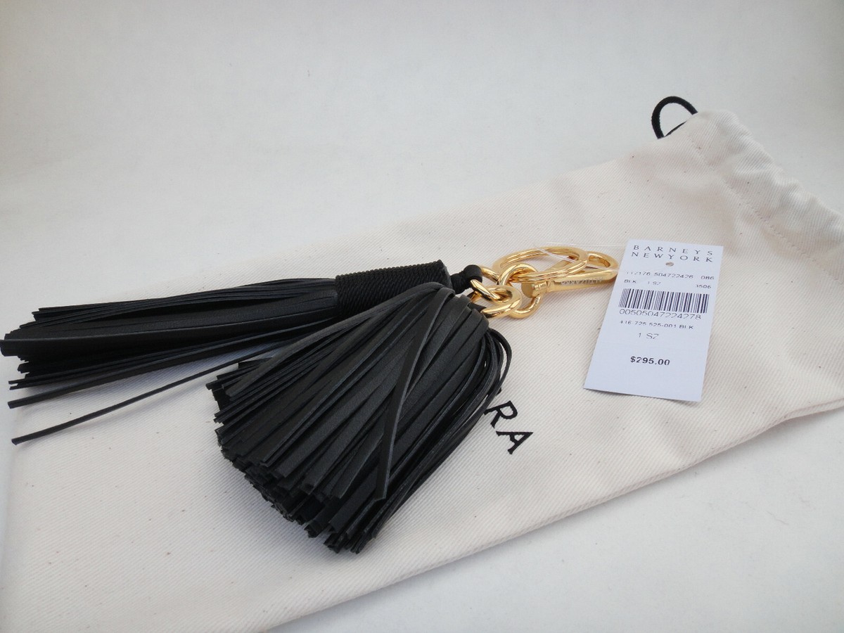 Altuzarra GHIANDA Tasseled Key Ring, Black Leather Gold Tone