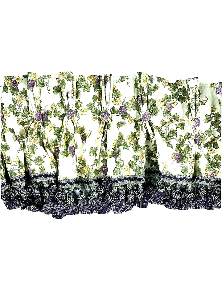 2 cenefas personalizadas pesadas de lujo púrpura verde cortinas uvas vino pellizco plisado  Foto 3 de 4