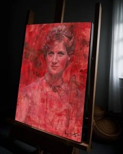 Princess Diana Royal Portrait HITT Painting w/COA - Framed Canvas 40X30cm King