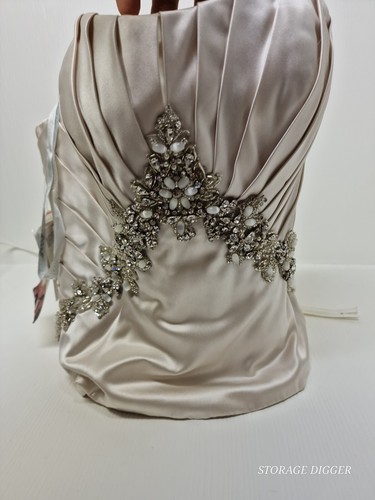 Impression Bridal Corset Women's 6 Shampain Lined Embellished Pleated Back Zip - Picture 16 of 19