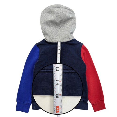 Polo Ralph Lauren Hoodie Bear Print Kids Size 5 Colorblock Navy Gray Red - Picture 6 of 8