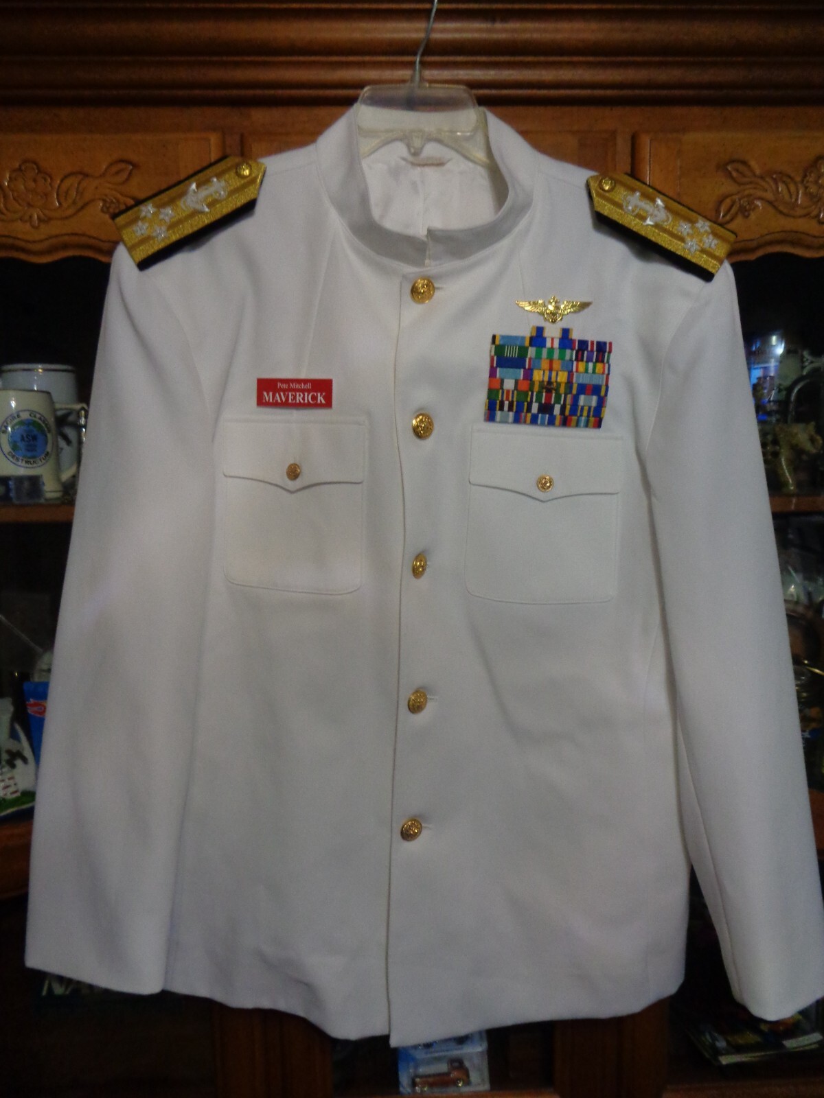 US Navy Pilots Dress White Jacket Maverick TOP GUN USN COSTUME 48 REG ...