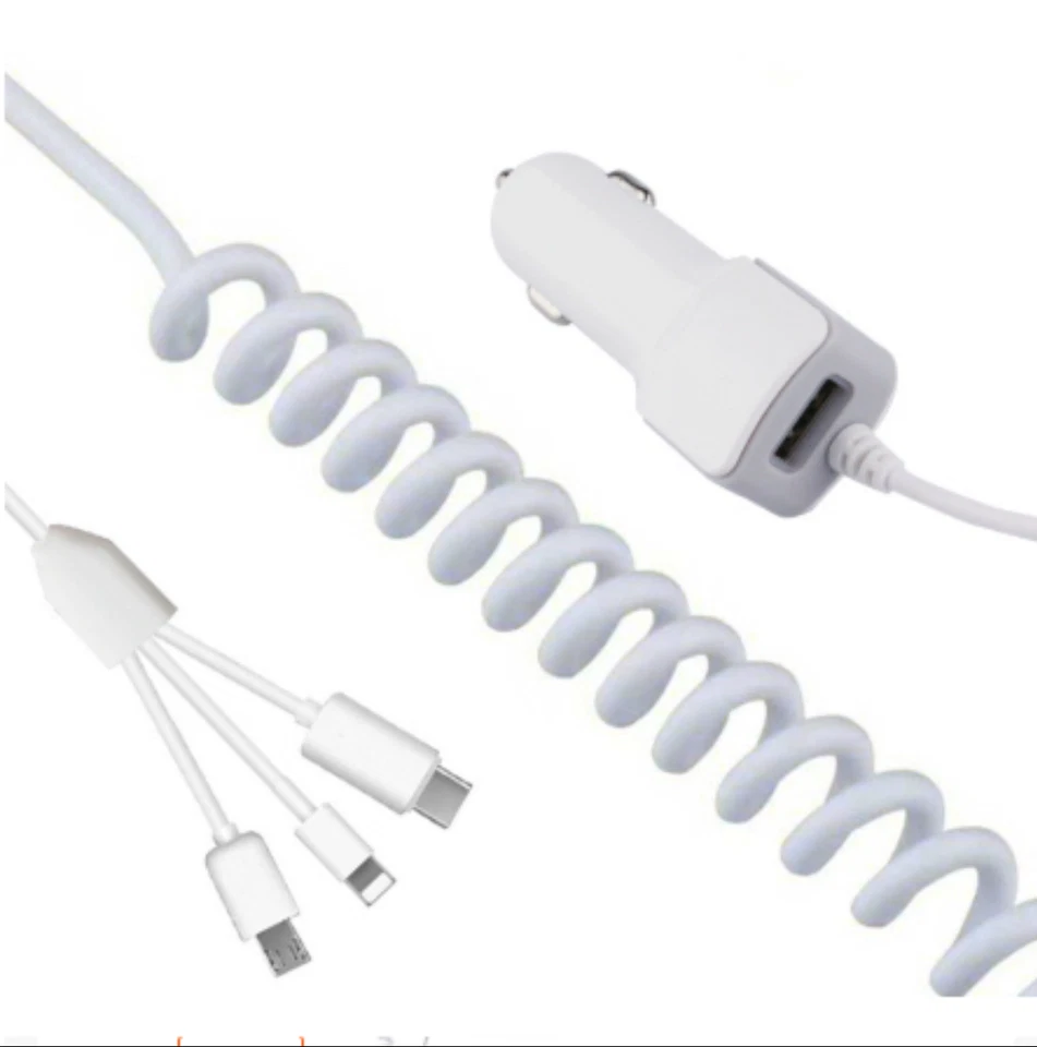 3 in 1 2100mA USB Super Fast Car Charger With Cables For iPhone USB C Micro USB - Image 3 of 4