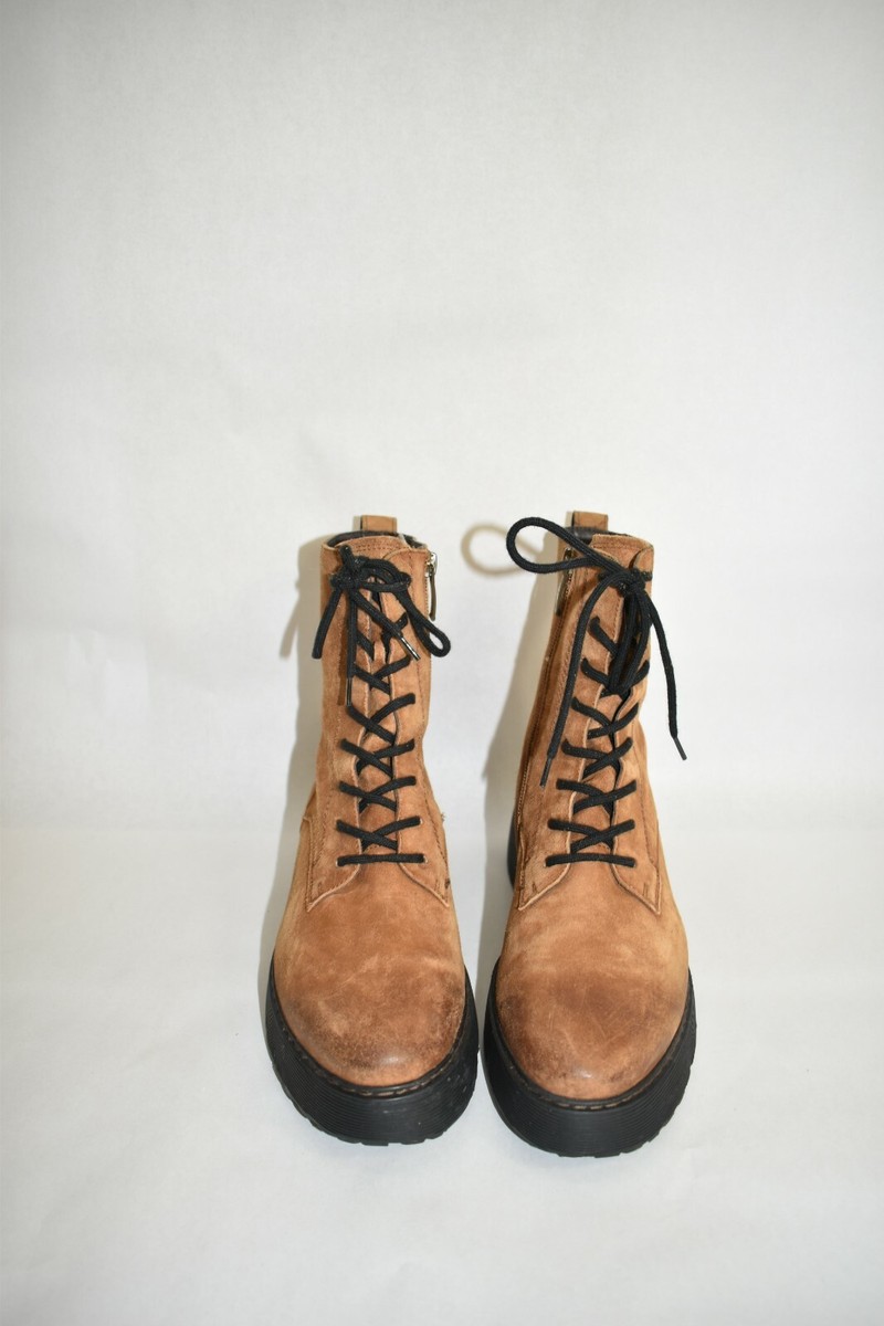 $550 PAUL GREEN GIANNA COGNAC NUBUCK MOTO BIKER CHIC COMBAT  display picture 3