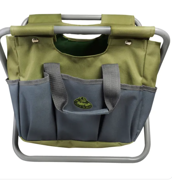 Esscherts Garden Tool Stool- Seat & Tool Holder Green & Grey-FREE DELIVERY