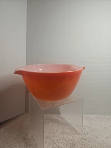 Vintage Fire King Anchor Hocking Nesting Mixing Bowl Ombré Red Orange 8.5"
