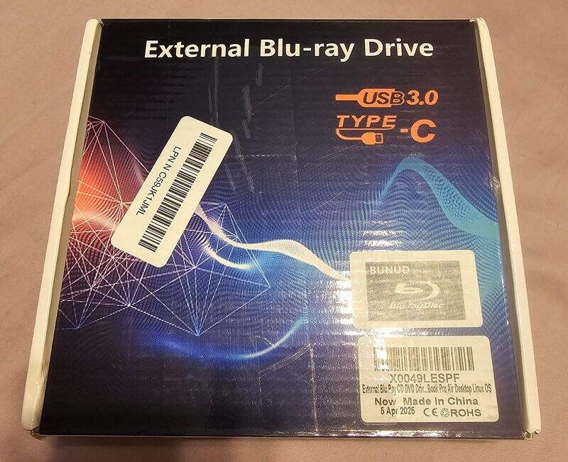 NEW Bunud External Blu-Ray CD DVD Drive USB 3.0 Type C Burner Player ...