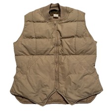 Vtg 70s Eddie Bauer Quilted Goose Down Puffer Vest Tan USA Made Women’s XS/Small