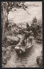 Cartolina d'artista Domenico Mastroianni: Au Fil de l'Eau, coppia di innamorati viaggia con una B 