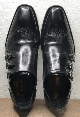 Asher Green Mens Dress Shoes Black Leather Monk Strap  display picture 2