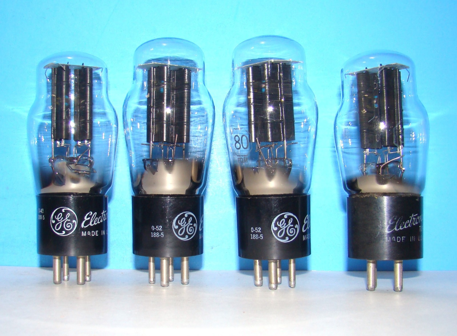 No type 80 GE electron radio audio vacuum 4 tubes valves tested ST 280 380 80
