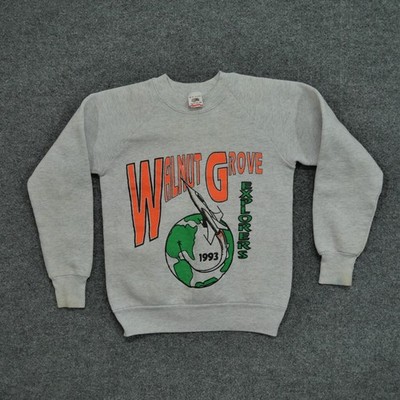Vintage Explorers Sweatshirt Kids 8 10 Medium Grey Pullover Walnut Grove 1993