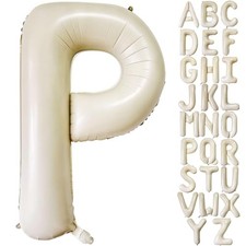 Cream White Letter P Balloons, 40 Inch Giant Letter Cream White Letters P