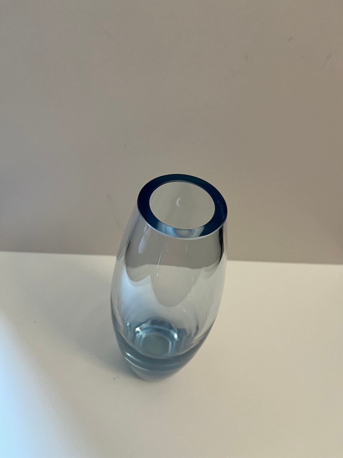 Mid Century Danish Holmegaard 9" Akva Vase in Aqua Blue Glass Per Lutken Signed