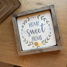 Home Sweet Home Farmhouse Handpainted Sign Wood Piece 9  x9  wood framed