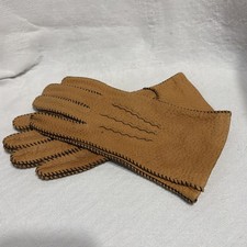 Vintage Pigskin Hand Stitched Leather Gloves Size M 9 Very Smooth 