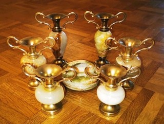 6 Onyx Marmor Mini Vasen Amphore Teelichthalter