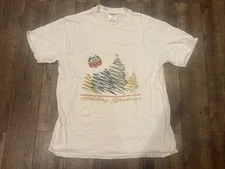 Vintage 1990s Power Pro Oneita Holiday Greeting Christmas Tshirt USA Large