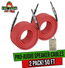 1/4 to 1/4 Male Jack Speaker Cables 2 Pack by FAT TOAD 50ft Professional