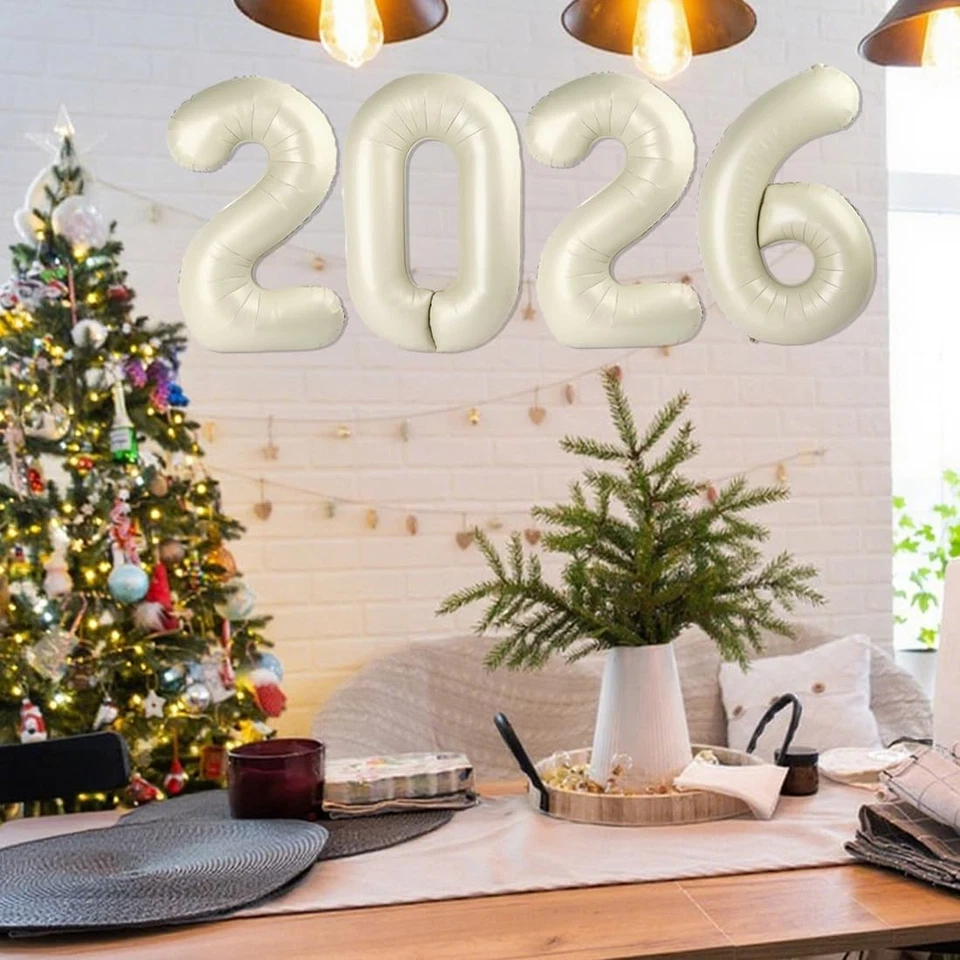 Globos número 40 pulgadas blanco crema 2026 para Año Nuevo, graduación, cumpleaños Foto 3 de 4