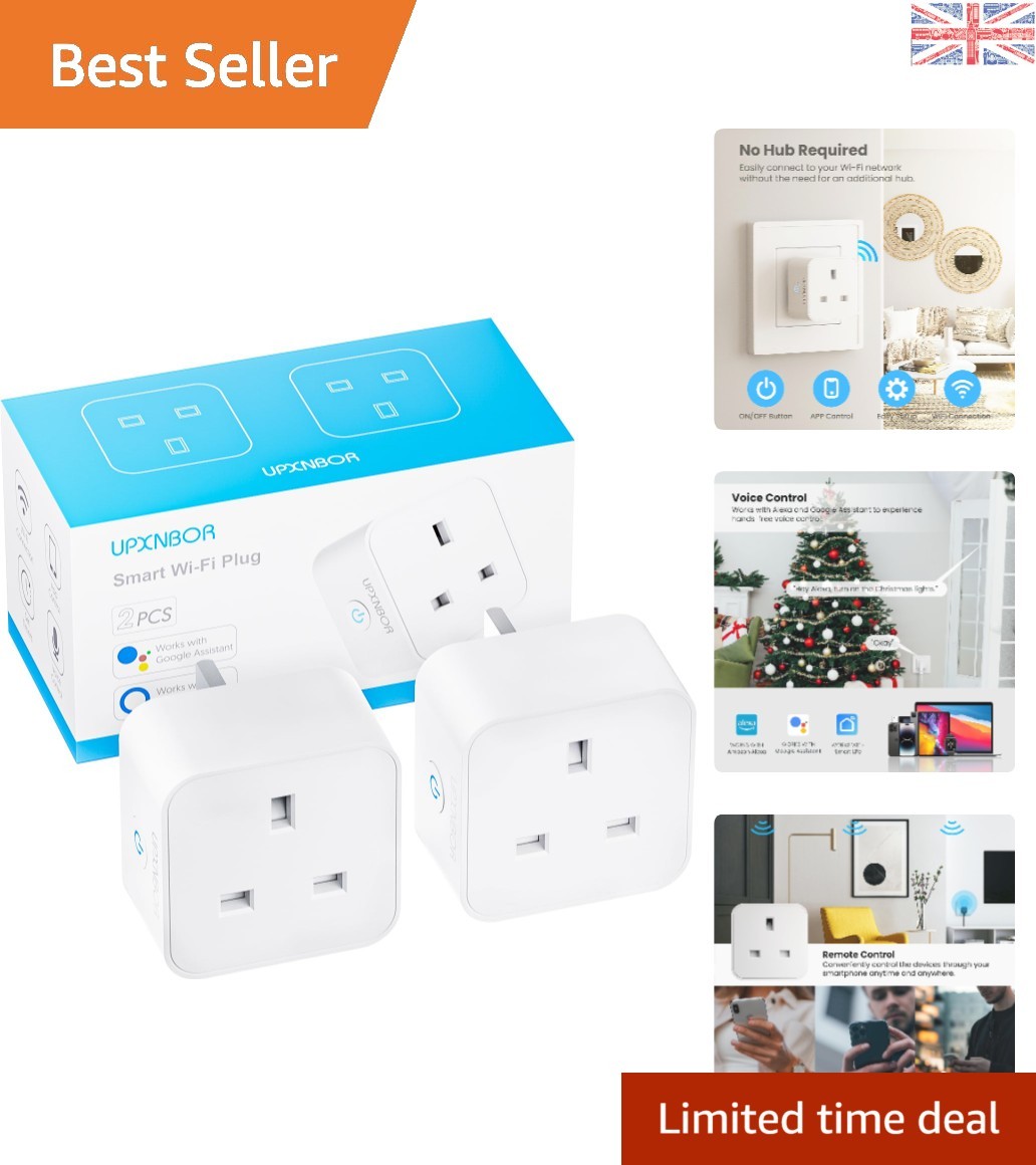Energy Monitoring Smart Plug Set - Wi-Fi Outlet Compatible with Alexa & Google