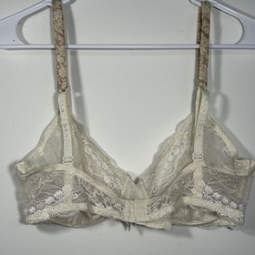 VTG Malizia by La Perla Ivory Silk Lace Underwire Full Coverage Bra Size 36D