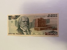 MEX Bank Notes: El Banco de Mexico S.A 2000 Pesos 1987 Serie CB No. L5575290