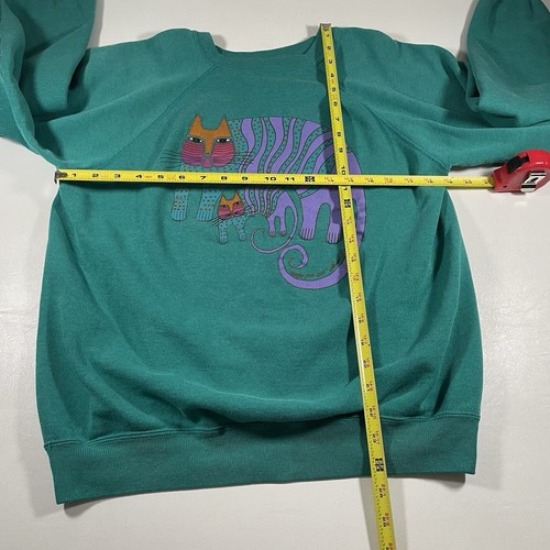Sudadera de Colección Años 90 Laurel Burch L Gatos Arte Gráfico Mujer Verde Azulado Hanes Manga Larga - Imagen 4 de 16