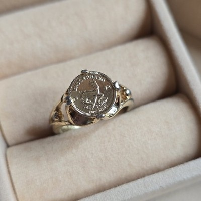 Vintage Krugerrand coin Ring 14k Gold Plated Size 7.25 | eBay