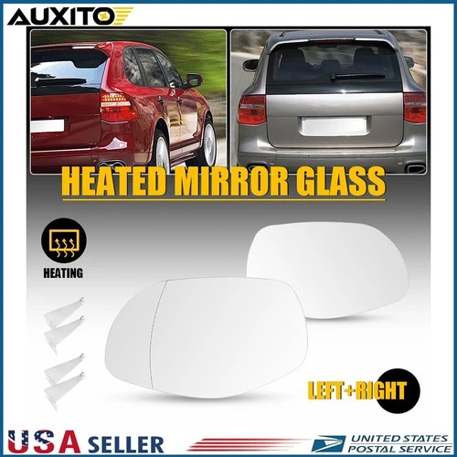 2X Heated Side Mirror Glass Plate for Porsche Cayenne 2008-2010 Driver Passenger