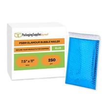 250 Pieces 7" x 6.75" Blue Glamour Metallic Poly Bubble Mailers For Shipping