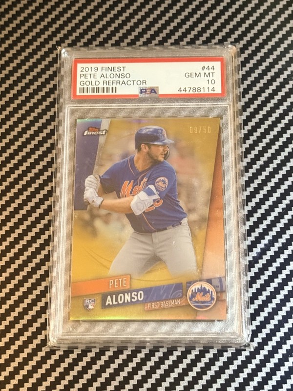 2019 Topps Finest - Pete Alonso #44 Gold Refractor /50 Rookie RC PSA 10