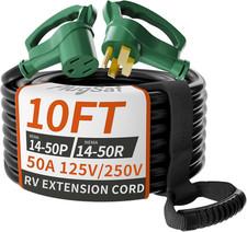 NEMA 14-50P/14-50R 10 FT 50 Amp RV/EV Extension Cord Outdoor with Grip Handle, 4